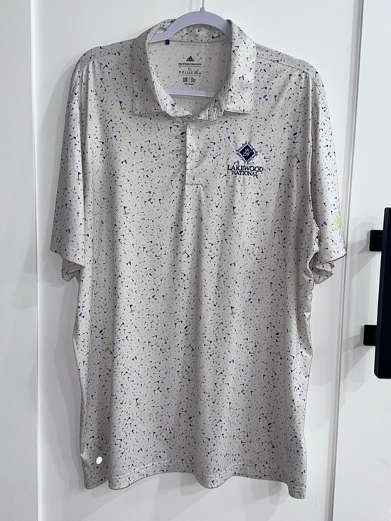 Adidas Golf Other - Adidas Golf Lakewood National Polo Men's XL Off White Flag Print Parley